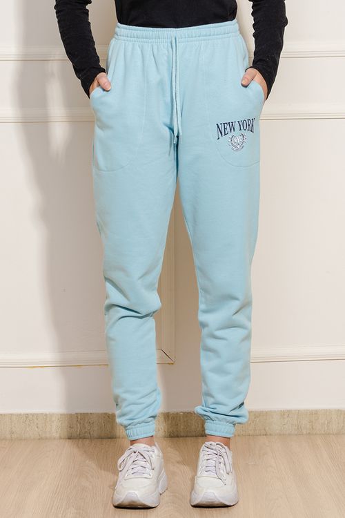 Calça Feminina Moletom New York - Azul