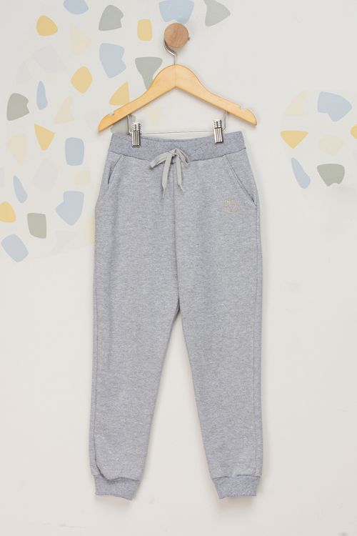 Calça Moletom Coração Infantil - Cinza