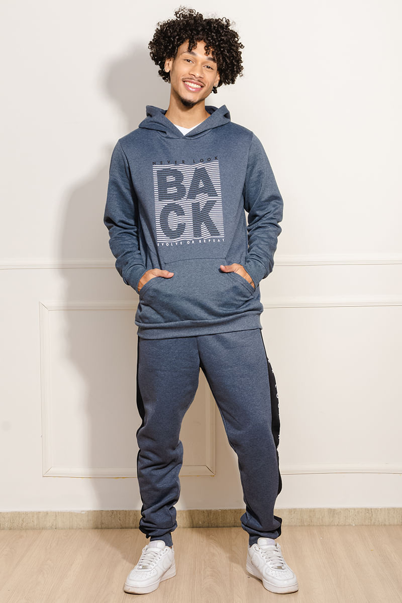Casaco-Masculino-Moletom-Never-Look-Back---Cinza