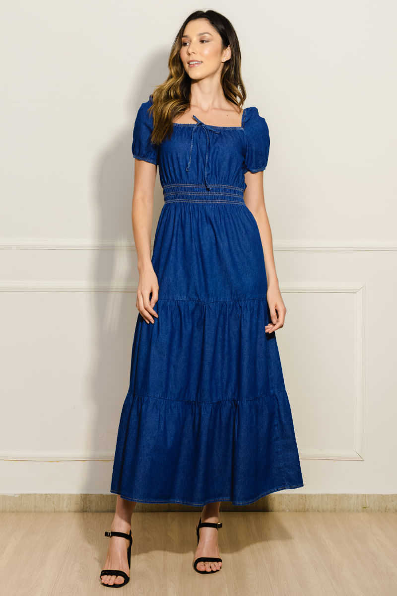 Vestido-Feminino-Jeans-Mangas-Bufantes---Azul