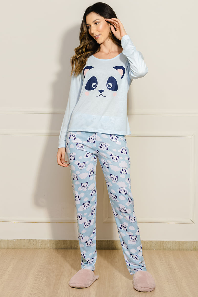 Pijama-Feminino-Panda---Azul