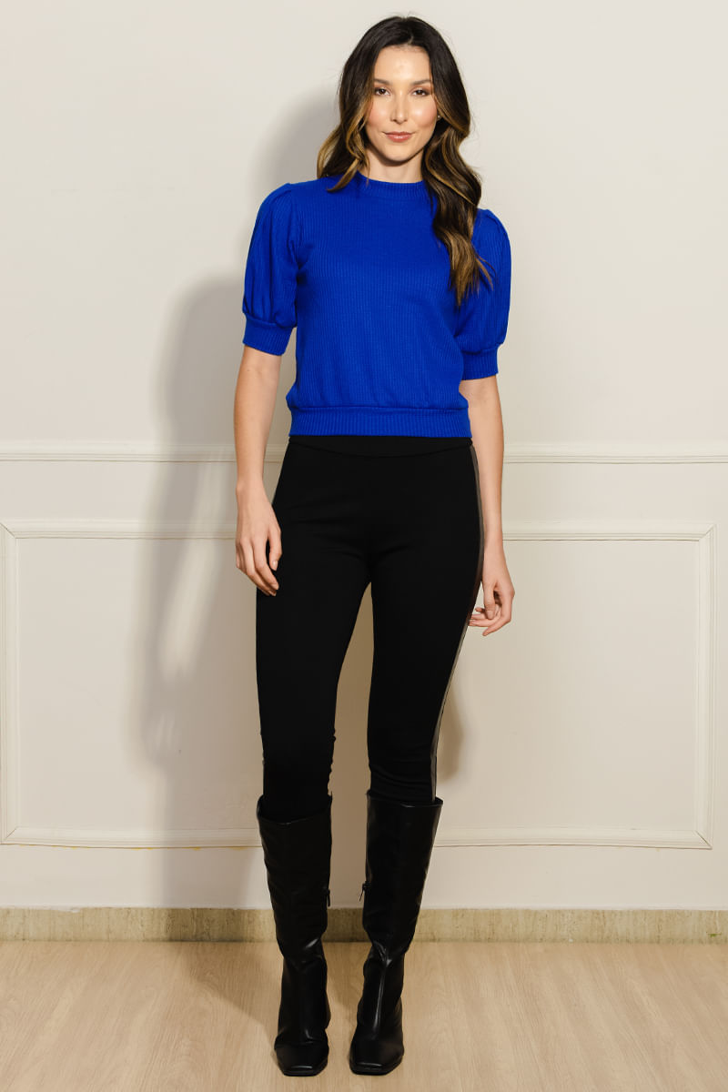 Blusa-Feminina-Tricot-Mangas-Bufantes---Azul