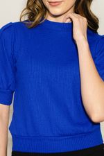 Blusa-Feminina-Tricot-Mangas-Bufantes---Azul