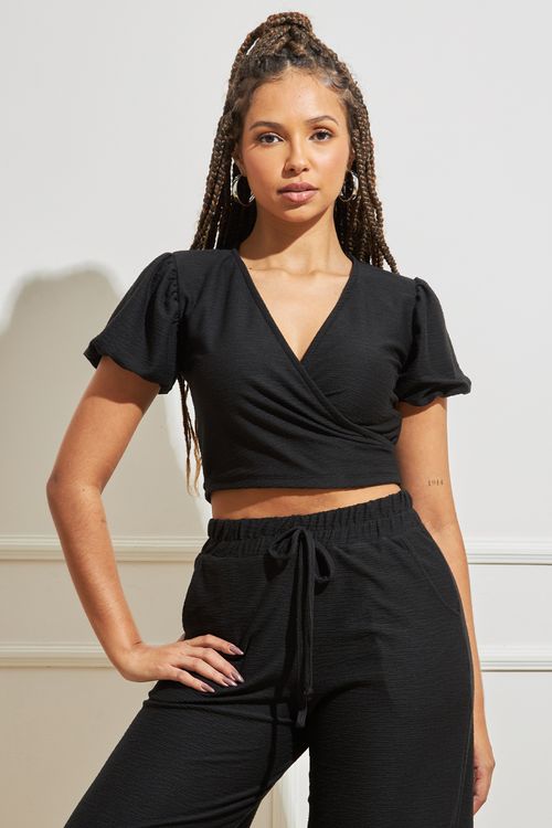 Blusa Feminina Transpassada Bufante