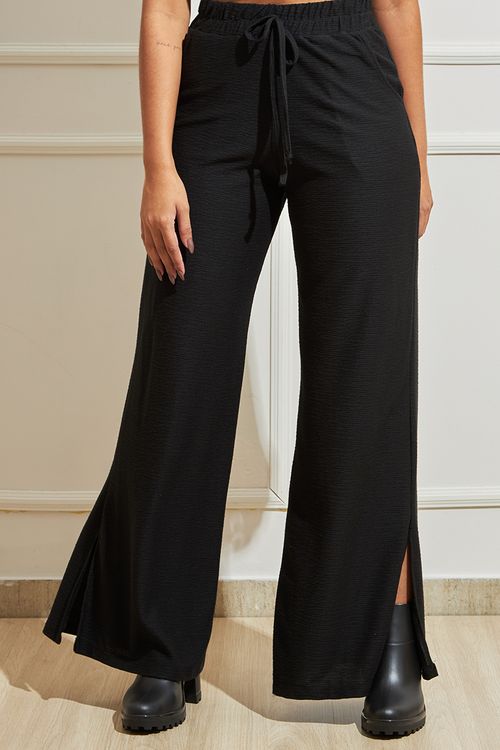 Calça Feminina Pantalona Com Fenda