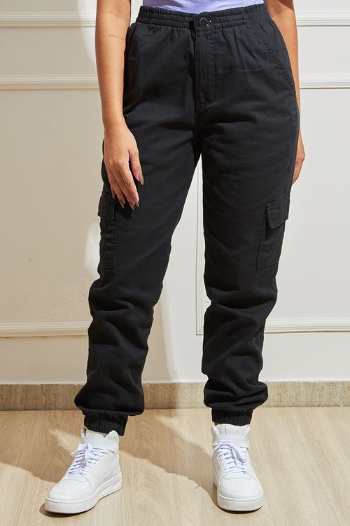 Calça Feminina Cargo Jogger - Preto