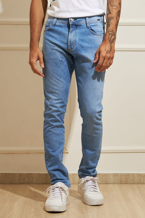 Gangster Calça Masculina Jeans Reta Azul