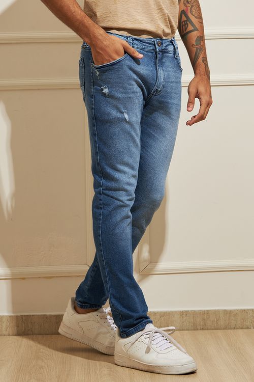 Gangster Calça Masculina Jeans Reta Azul