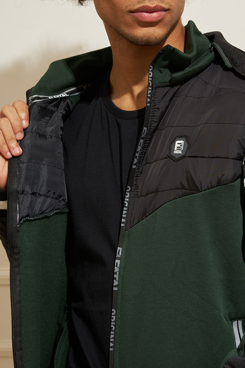 Jaqueta-Masculina-Moletom-Detalhe-Nylon---Verde