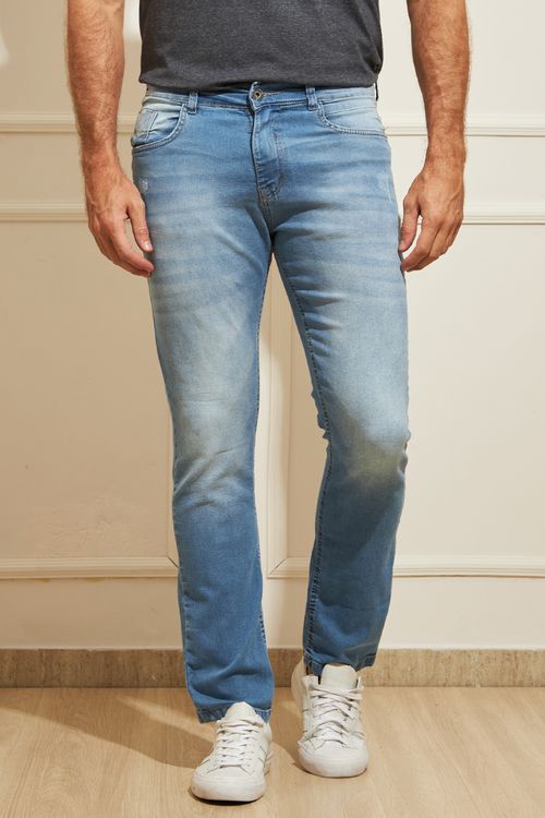 Gangster Calça Masculina Jeans Estonada Azul
