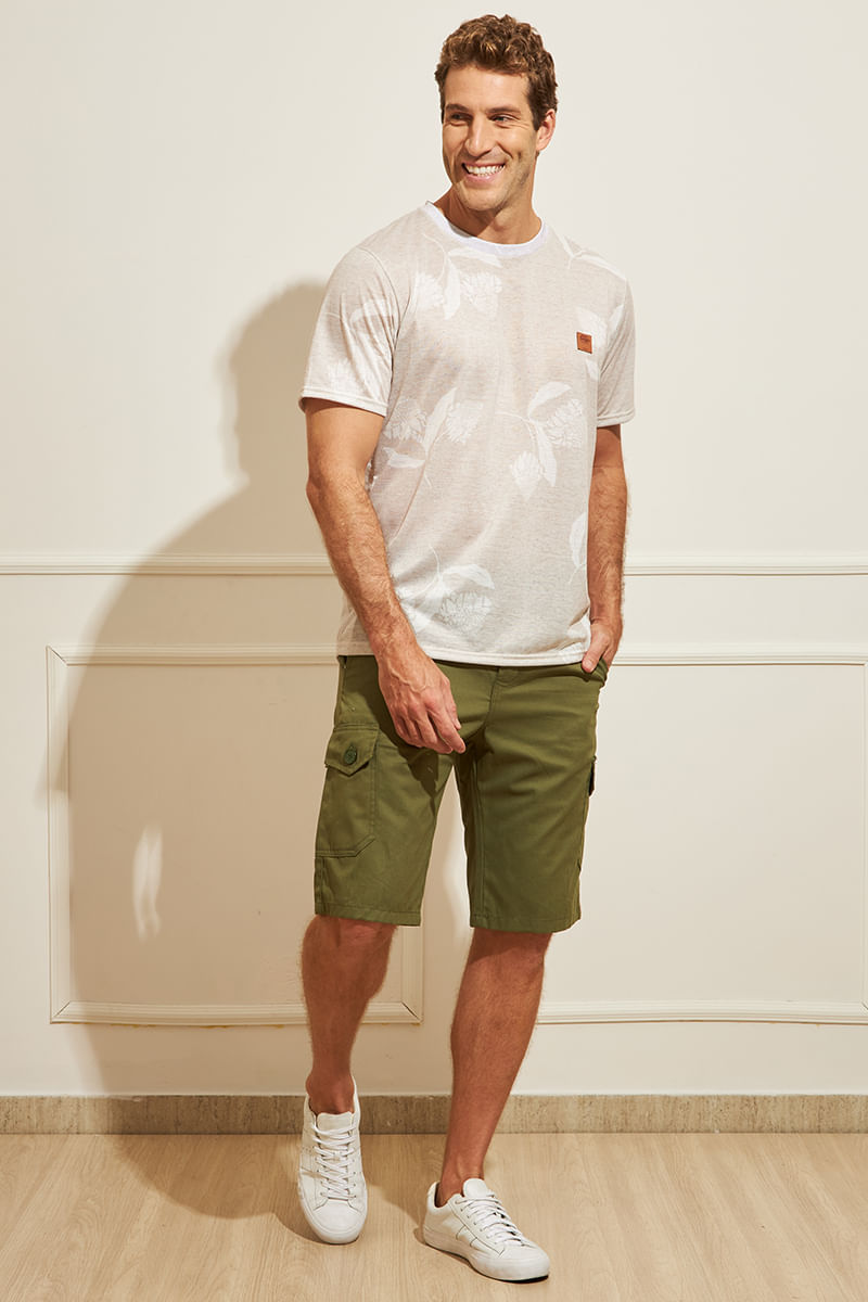 Camiseta-Masculina-Floral---Bege