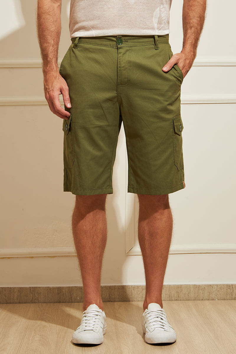 Bermuda-Jeans-Masculina-Cargo---Verde
