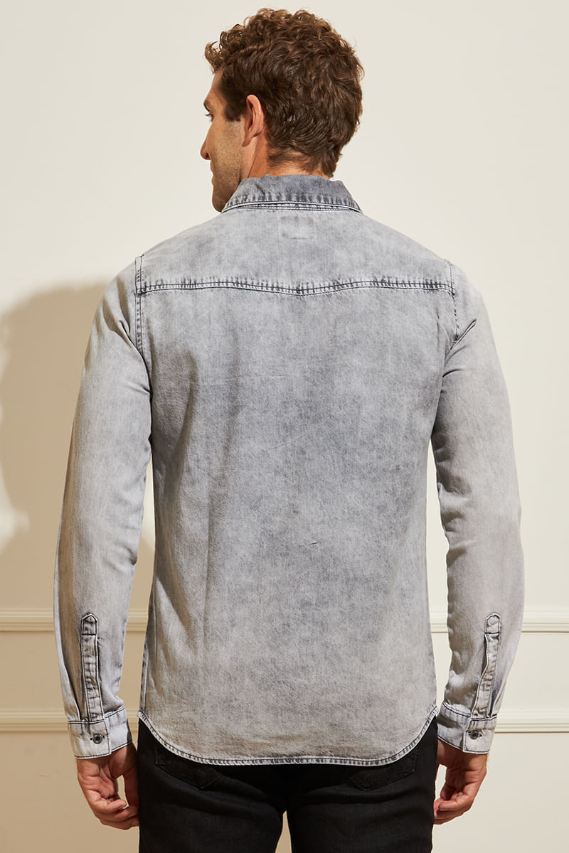 Camisa-Masculina-Jeans-Estonada---Cinza