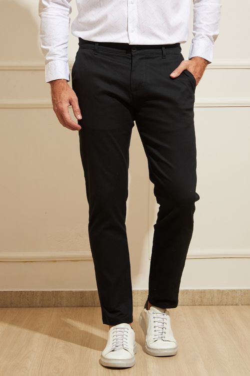 Calça Chino Masculina Bolso Faca - Preto