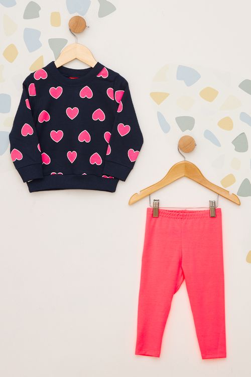Conjunto Moletom Corações Infantil Kyly