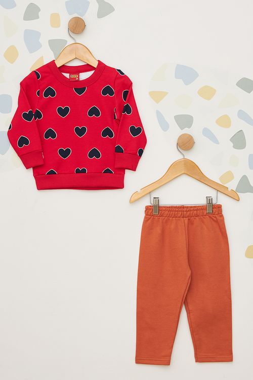 Conjunto Moletom Corações Infantil Kyly