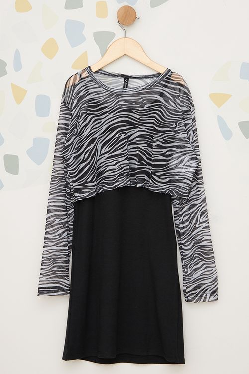 Vestido Tule Zebra Juvenil