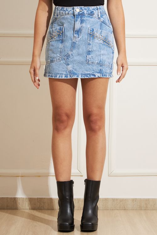 Sawary Saia Jeans Tachas