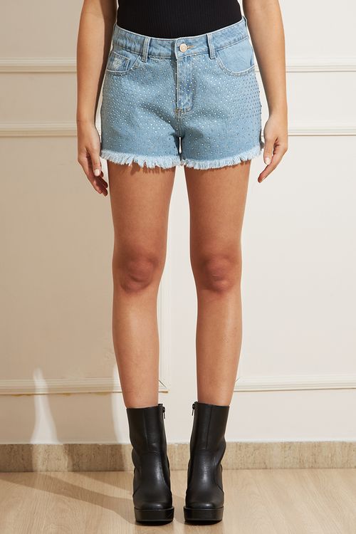 Sawary Shorts Feminino Jeans Puídos Azul