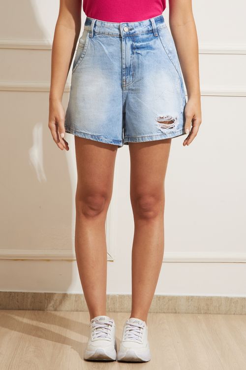 Shorts Feminino Jeans Color - Bege