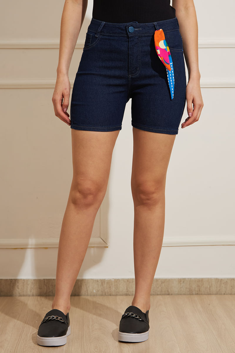 Shorts-Feminino-Jeans-Com-Lenco---Azul-Escuro
