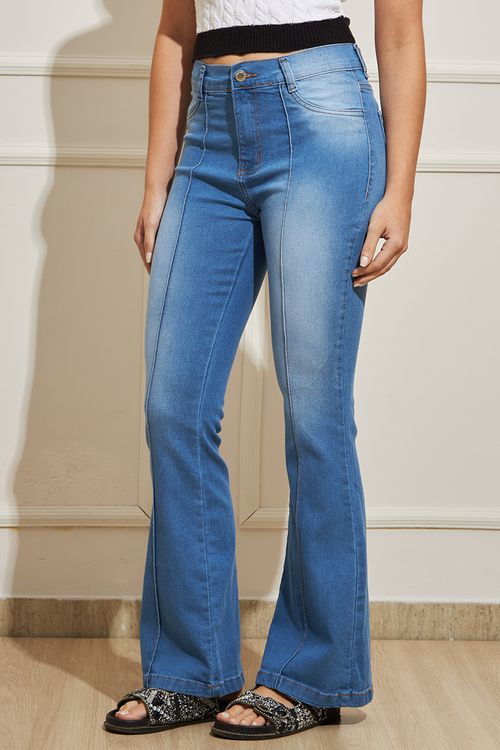 Calça Feminina Jeans Flare Vinco - Azul