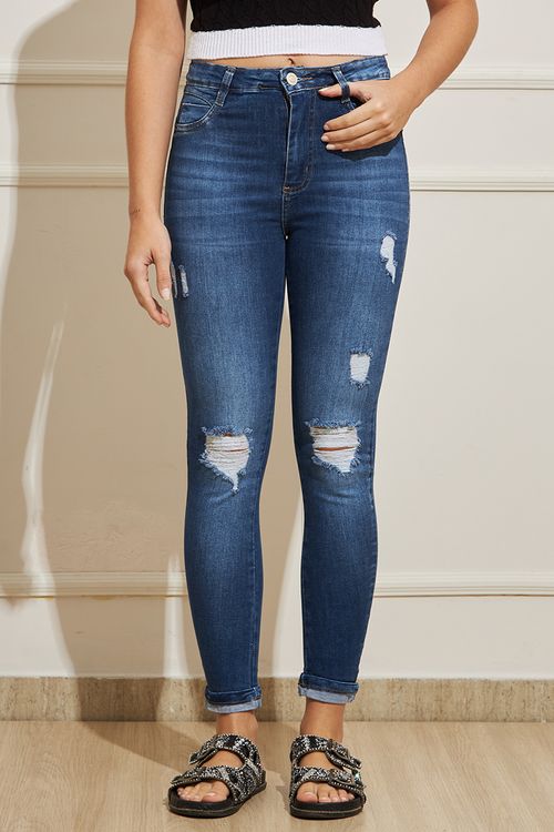 Calça Feminina Jeans Skinny - Azul