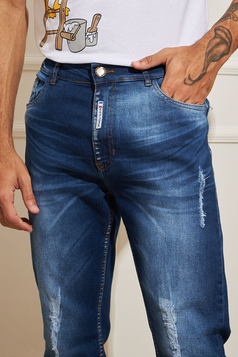 TED LAPIDUS - Calça masculina francesa, de corte contemporâneo, em jeans,  no