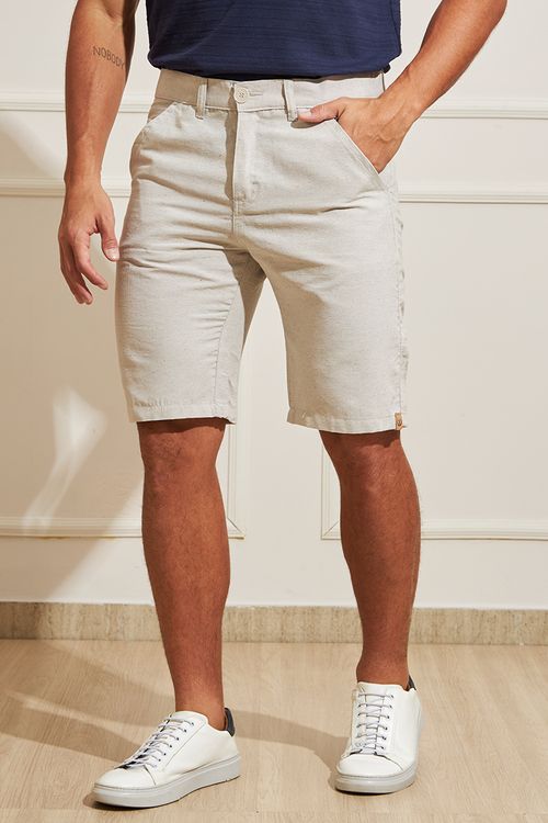 Bermuda Masculina Linho - Bege