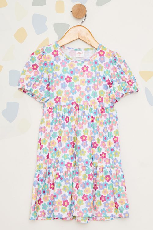 Vestido Infantil Floral - Branco