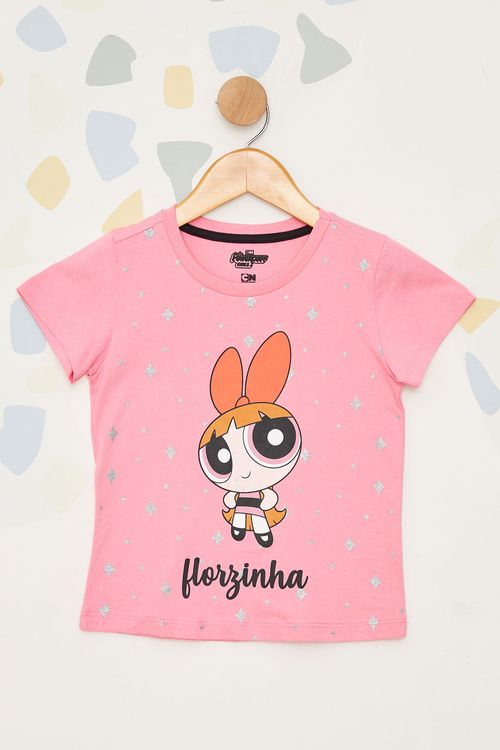 Camiseta Florzinha Glitter Infantil