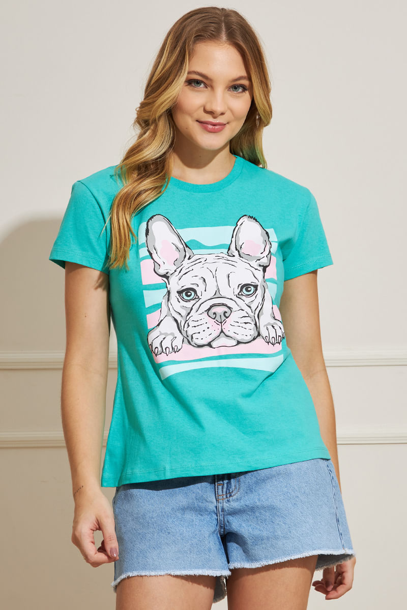 Camiseta-Feminina-Bulldog---Verde
