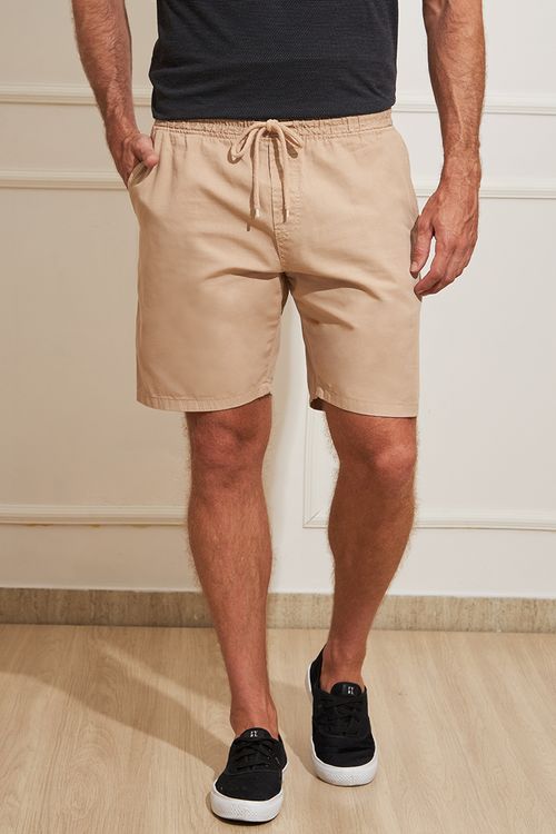 Bermuda Sarja Masculina Bolso Faca- Bege