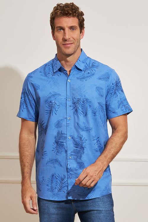 Camisa Masculina Estampa Folhagem