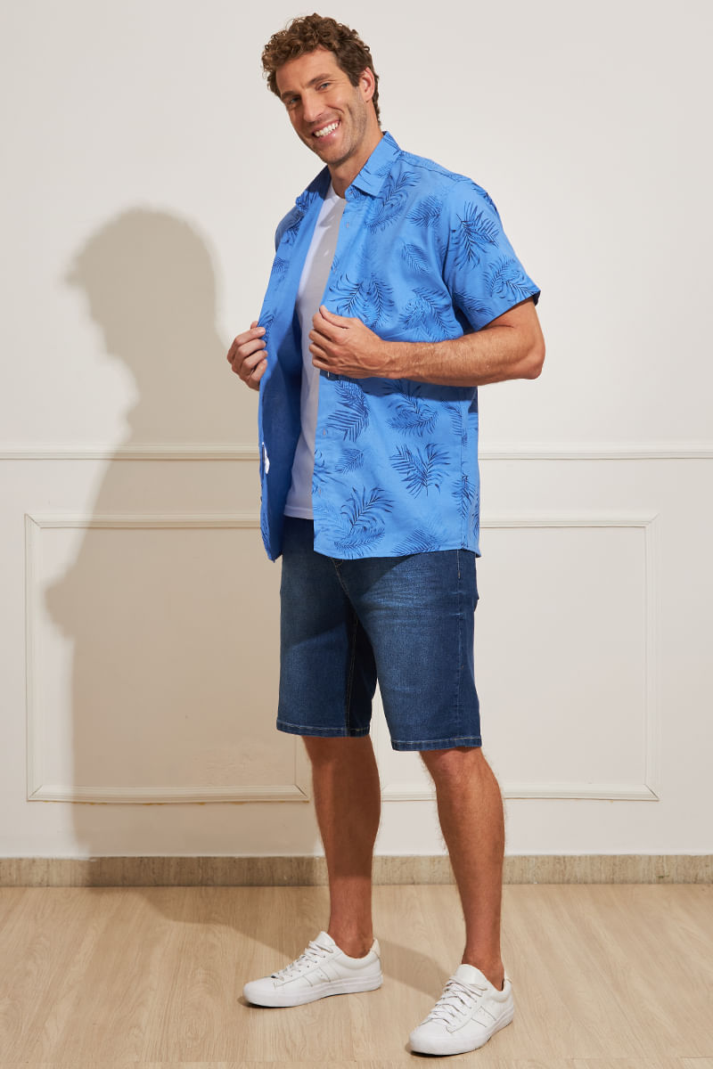Camisa-Masculina-Estampa-Folhagem---Azul