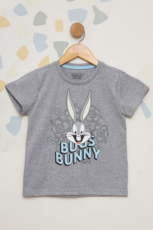 Camiseta Manga Curta Infantil Pernalonga - Cinza