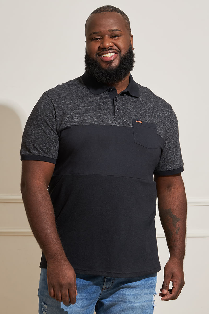Polo-Plus-Size-Masculina-Piquet---Preto