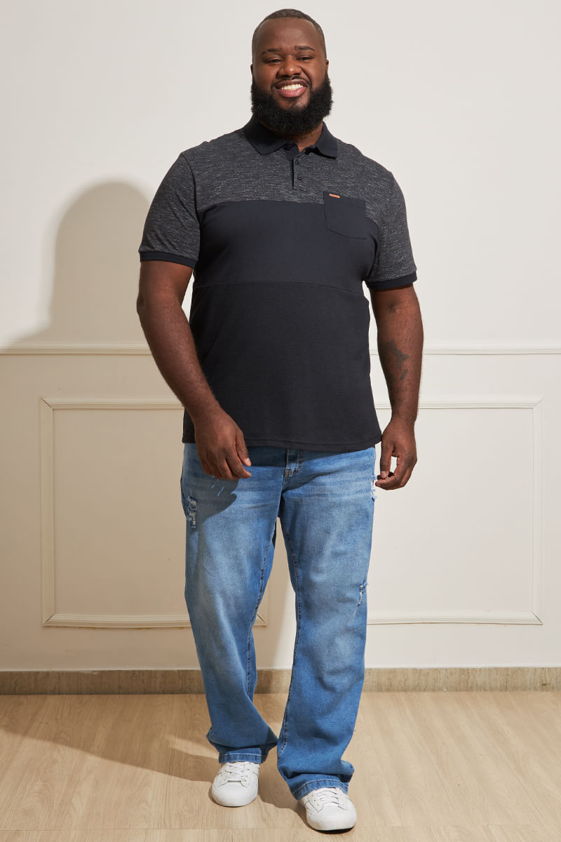 Polo-Plus-Size-Masculina-Piquet---Preto