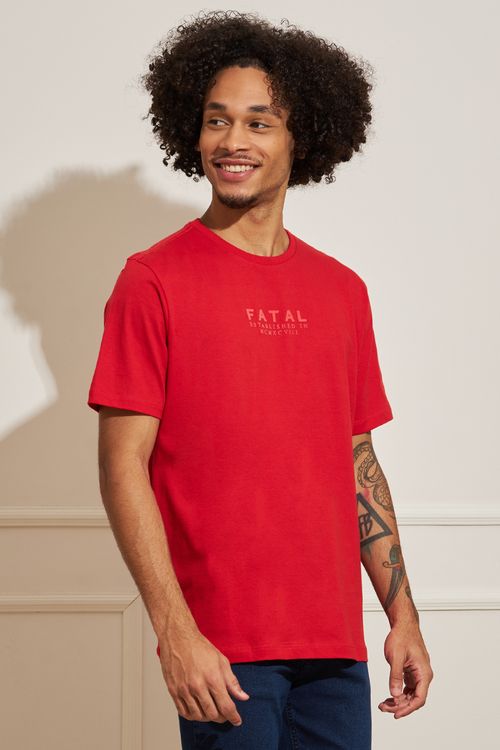 Camiseta Masculina Logotipo Fatal - Vermelho