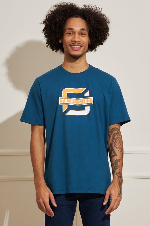 Camiseta Masculina Logotipo Fatal - Azul