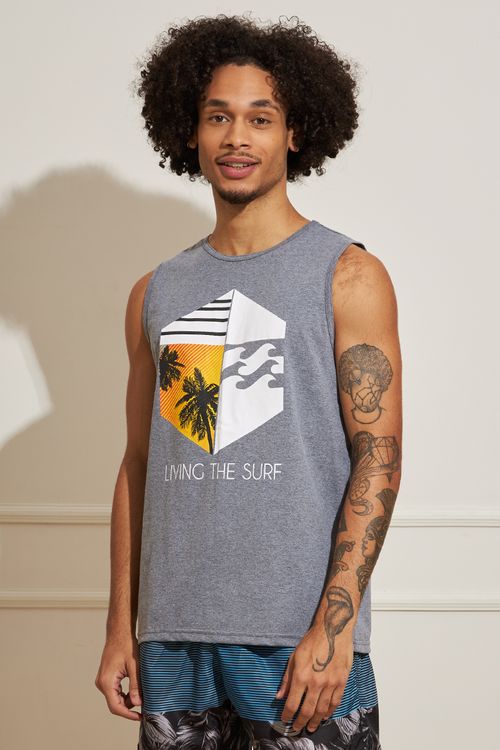 Regata Masculina Living the Surf - Cinza