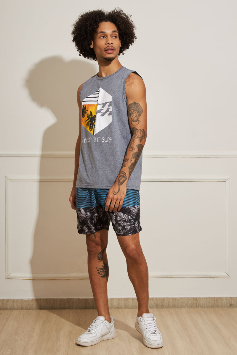 Regata-Masculina-Living-the-Surf---Cinza