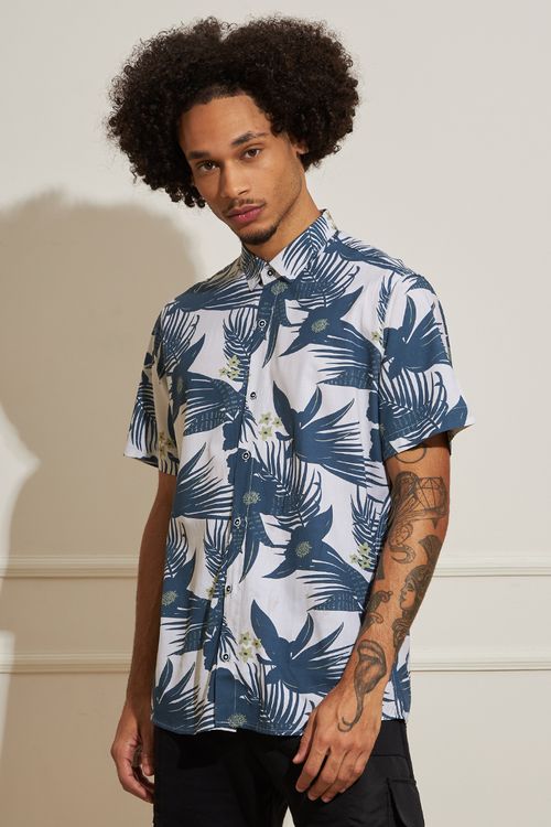 Camisa Masculina Folhagens