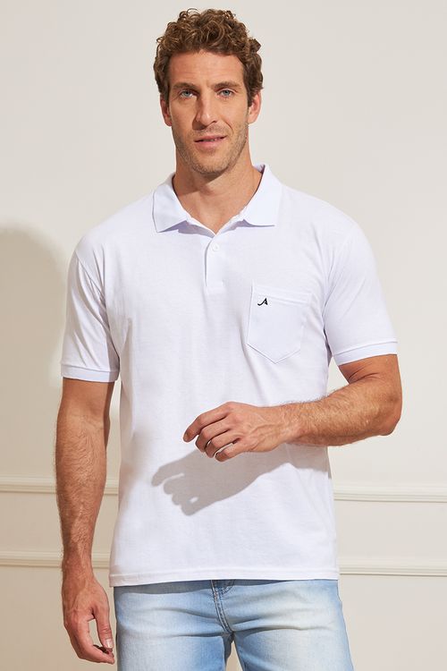 Camisa Polo Masculina Lisa - Branco