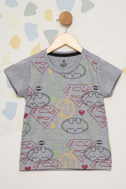 Camiseta Estampada Liga da Justiça Infantil