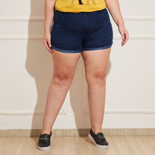 Shorts Jeans Feminino Plus Size Azul