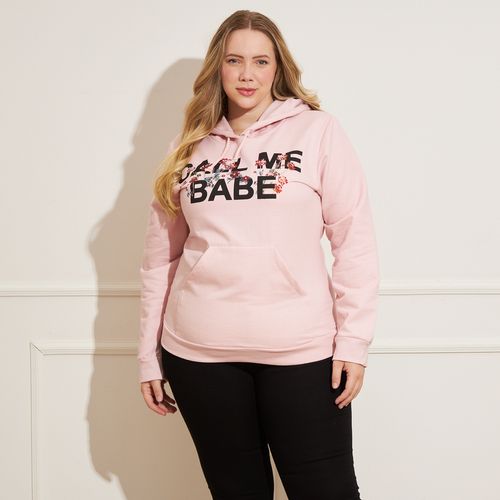 Moletom Feminino Plus Size Call Me Baby Rosa