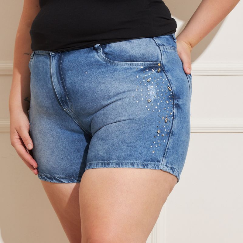 Shorts-Jeans-Feminino-Plus-Size-Pedrarias-e-Strass