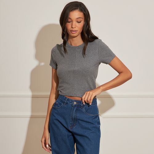 Blusa Feminina Basic Sou Cropped Canelado