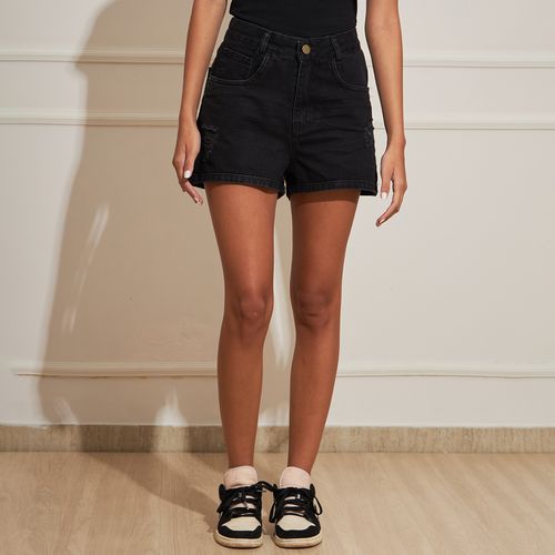 Shorts Jeans Feminino Rasgos Preto